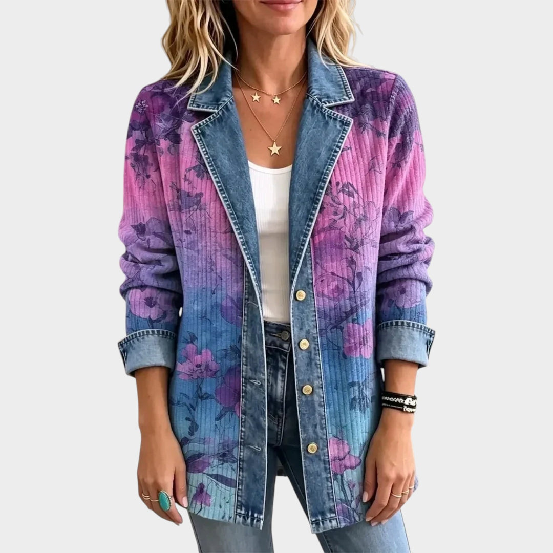 Women’s Floral Denim Jacket Retro Inspired Tailored Style