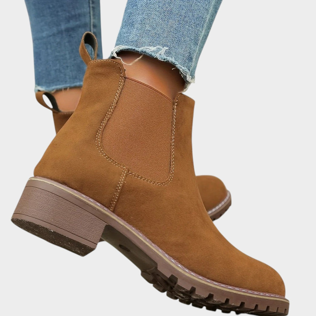 Suede Block Heel Chelsea Boots