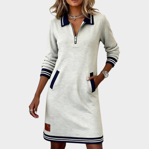 Women’s Polo Collar Shift Dress Half Zip