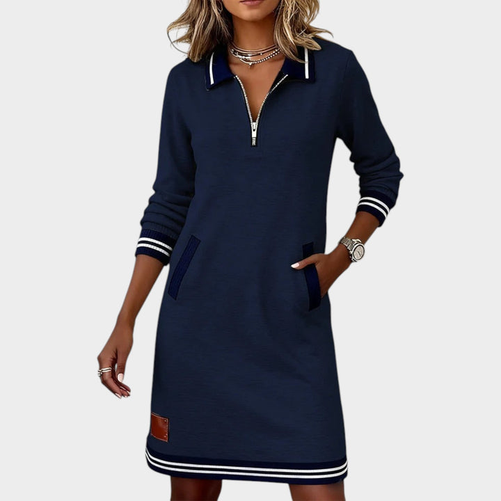 Women’s Polo Collar Shift Dress Half Zip
