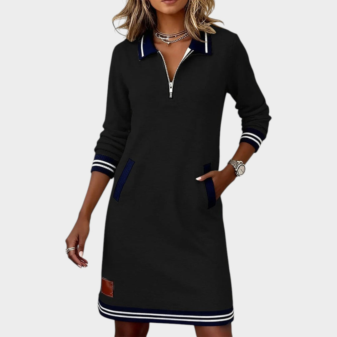 Women’s Polo Collar Shift Dress Half Zip