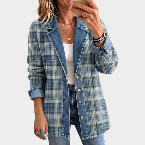 Women’s Denim Jacket Retro Pattern Elegant Casual Style
