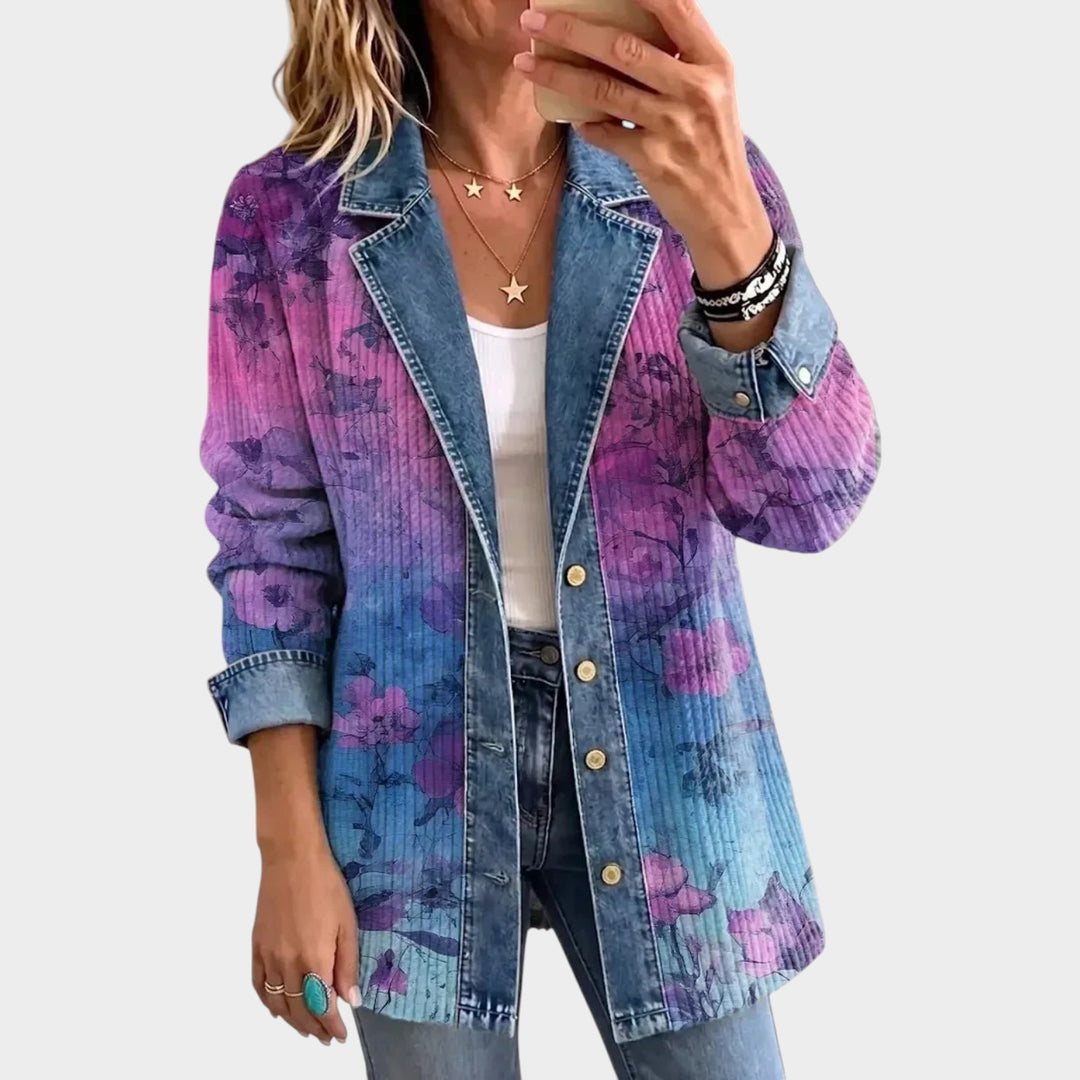 Women’s Floral Denim Jacket Retro Inspired Tailored Style