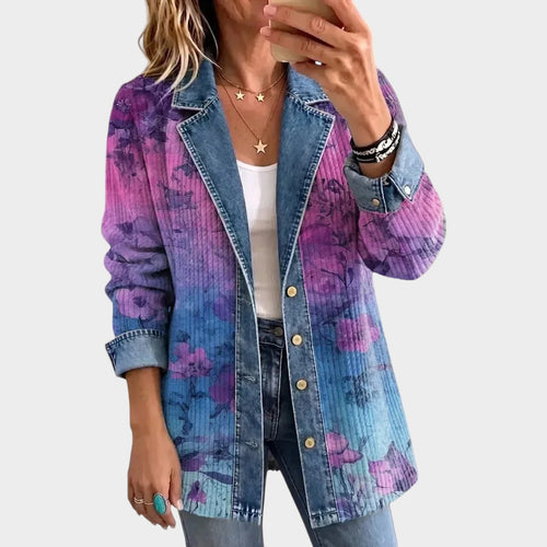 Women’s Floral Denim Jacket Retro Inspired Tailored Style
