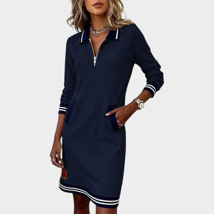 Women’s Polo Collar Shift Dress Half Zip