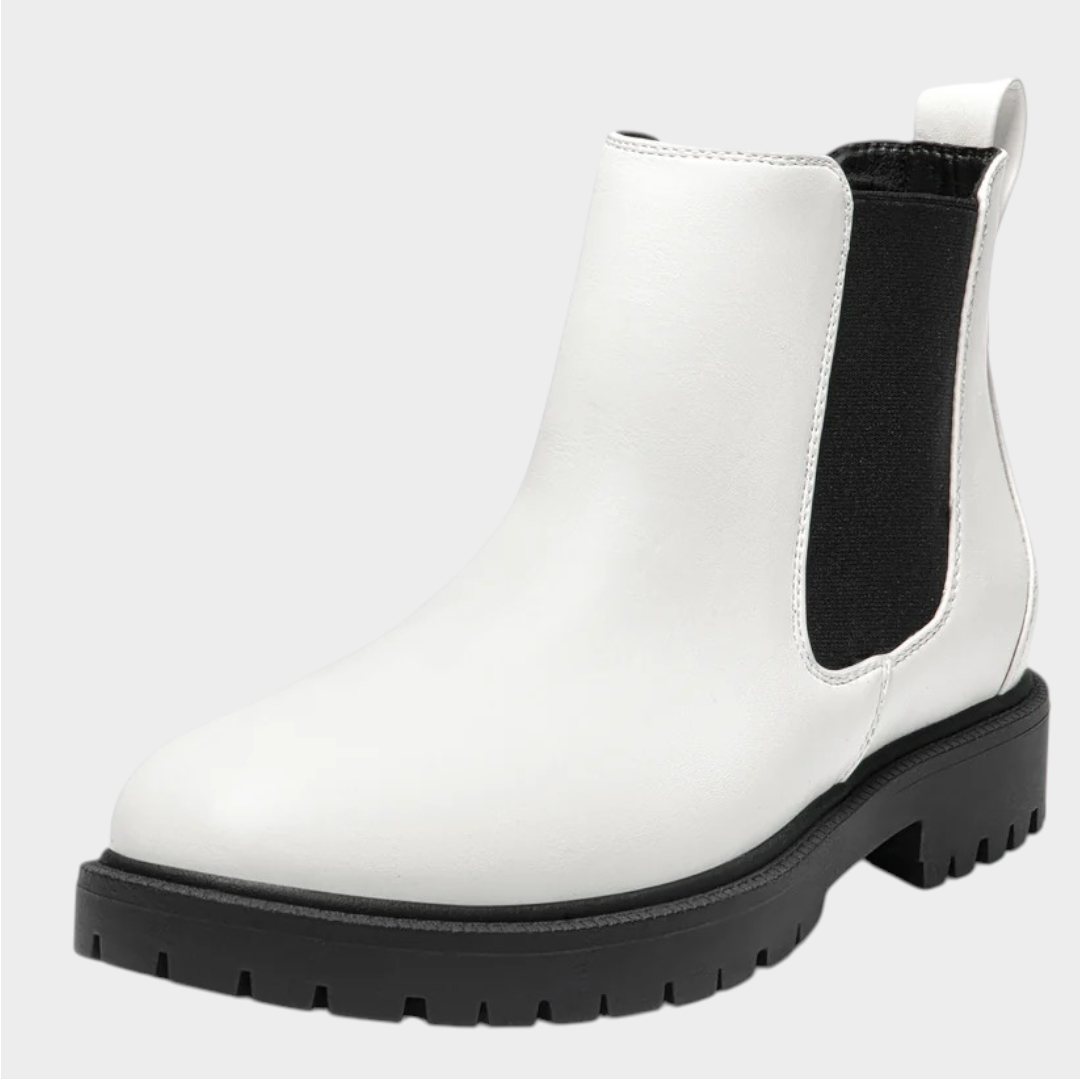 Platform Leather Chelsea Boots with Chunky Lug Sole