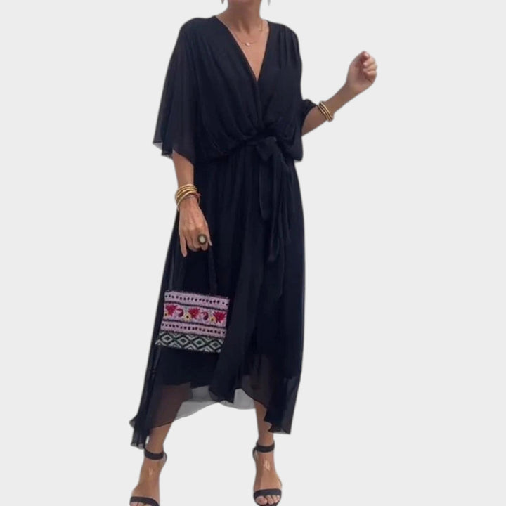 Cocktail Flutter Sleeve Midi Dress
