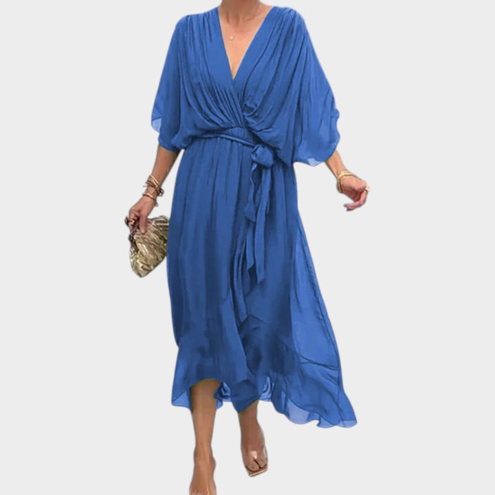 Cocktail Flutter Sleeve Midi Dress