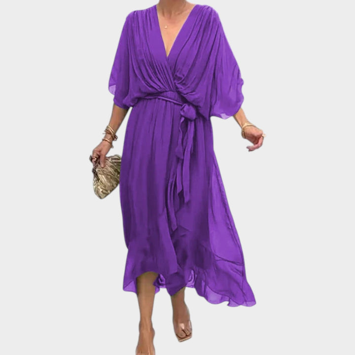 Cocktail Flutter Sleeve Midi Dress