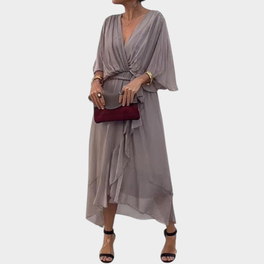 Cocktail Flutter Sleeve Midi Dress