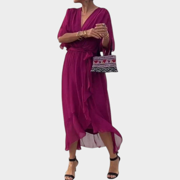 Cocktail Flutter Sleeve Midi Dress