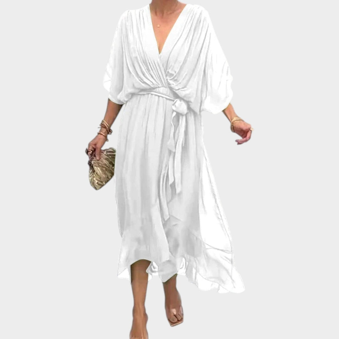 Cocktail Flutter Sleeve Midi Dress