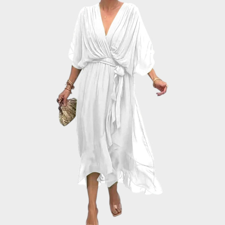 Cocktail Flutter Sleeve Midi Dress