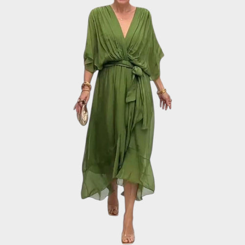 Cocktail Flutter Sleeve Midi Dress