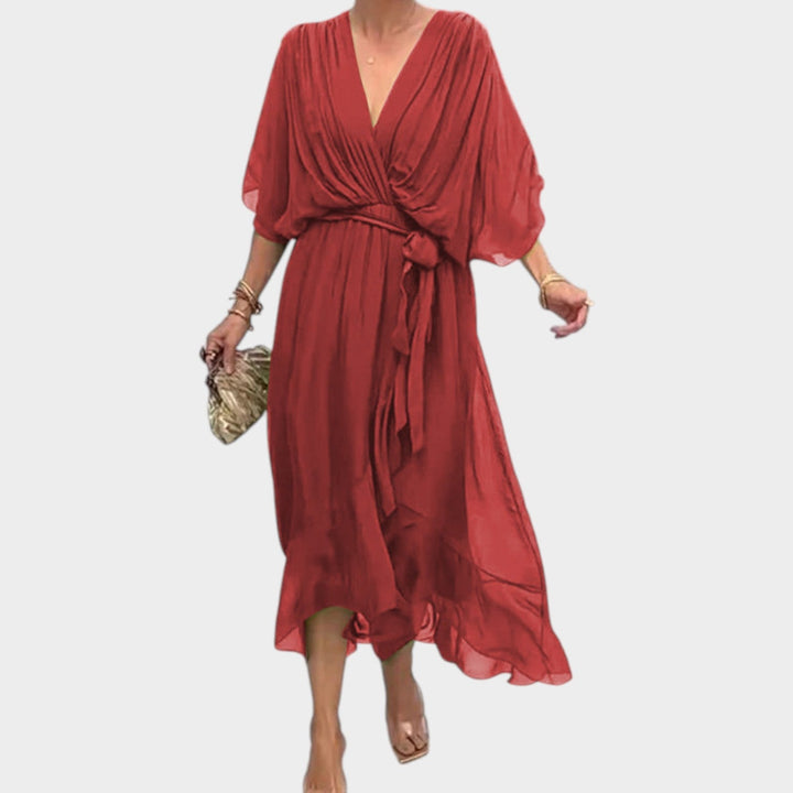 Cocktail Flutter Sleeve Midi Dress