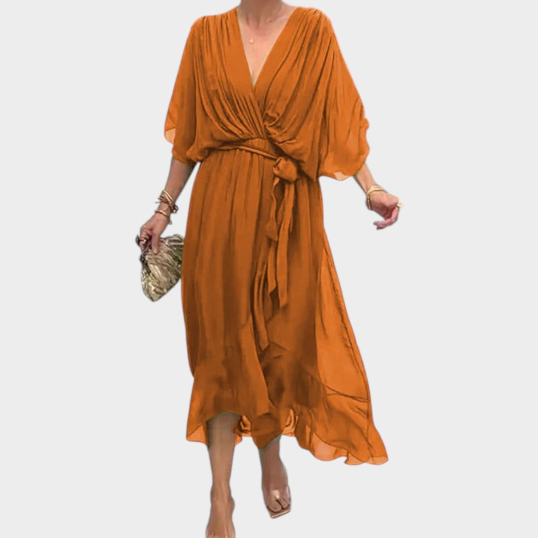 Cocktail Flutter Sleeve Midi Dress