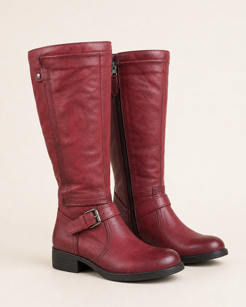 Women's Knee High Riding Boots Wide Calf Low Heel