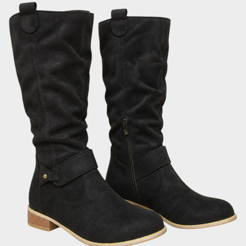 Women's Knee High Suede Boots Low Heel Design