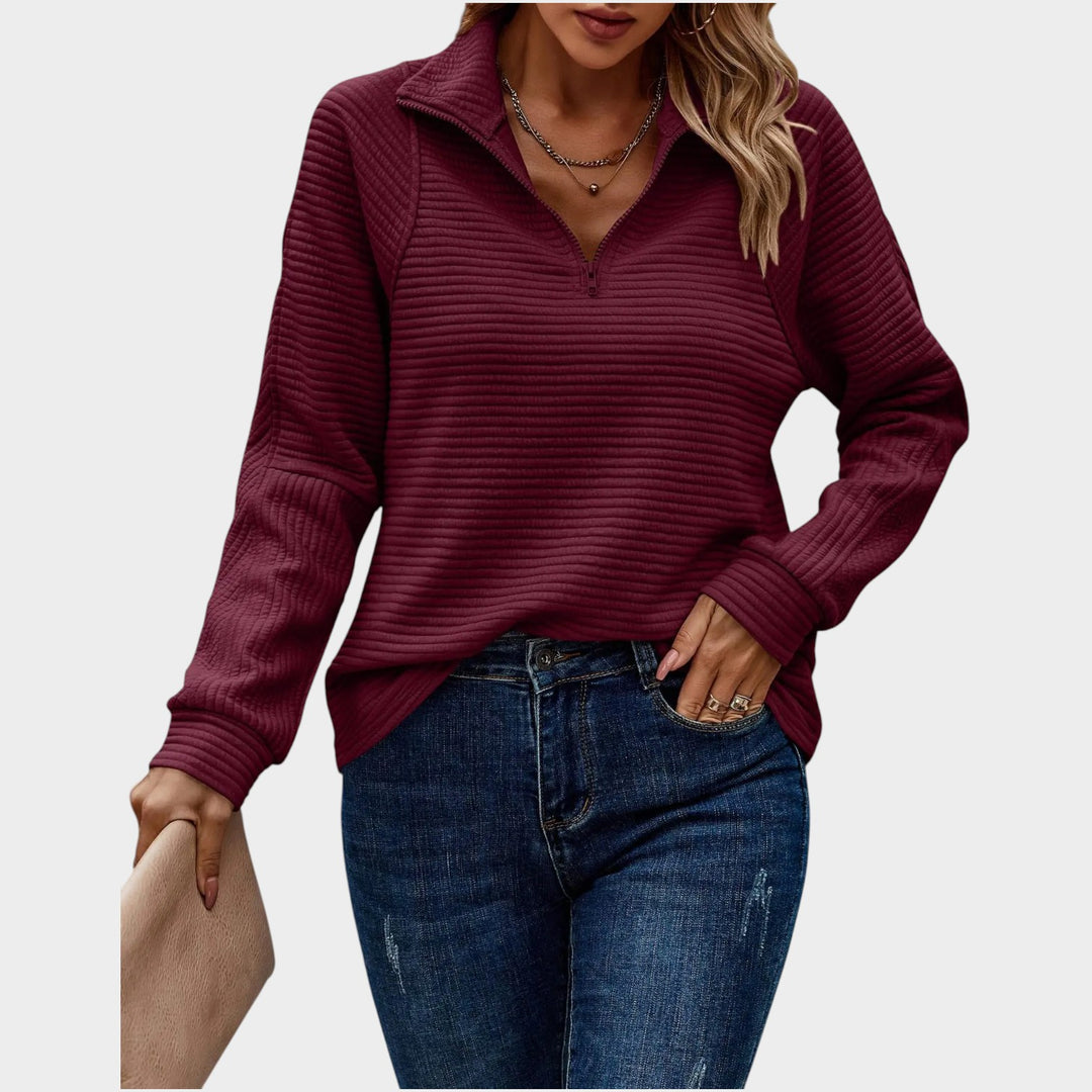 Stylish Ribbed Knit | Quarter Zip Sweater