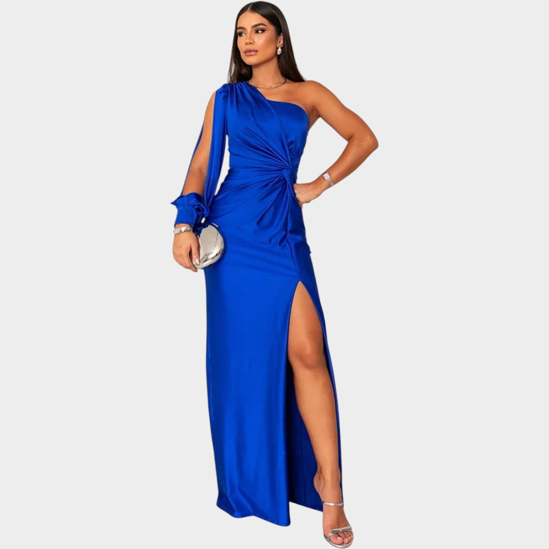 Formal Draped One Shoulder Maxi Dress