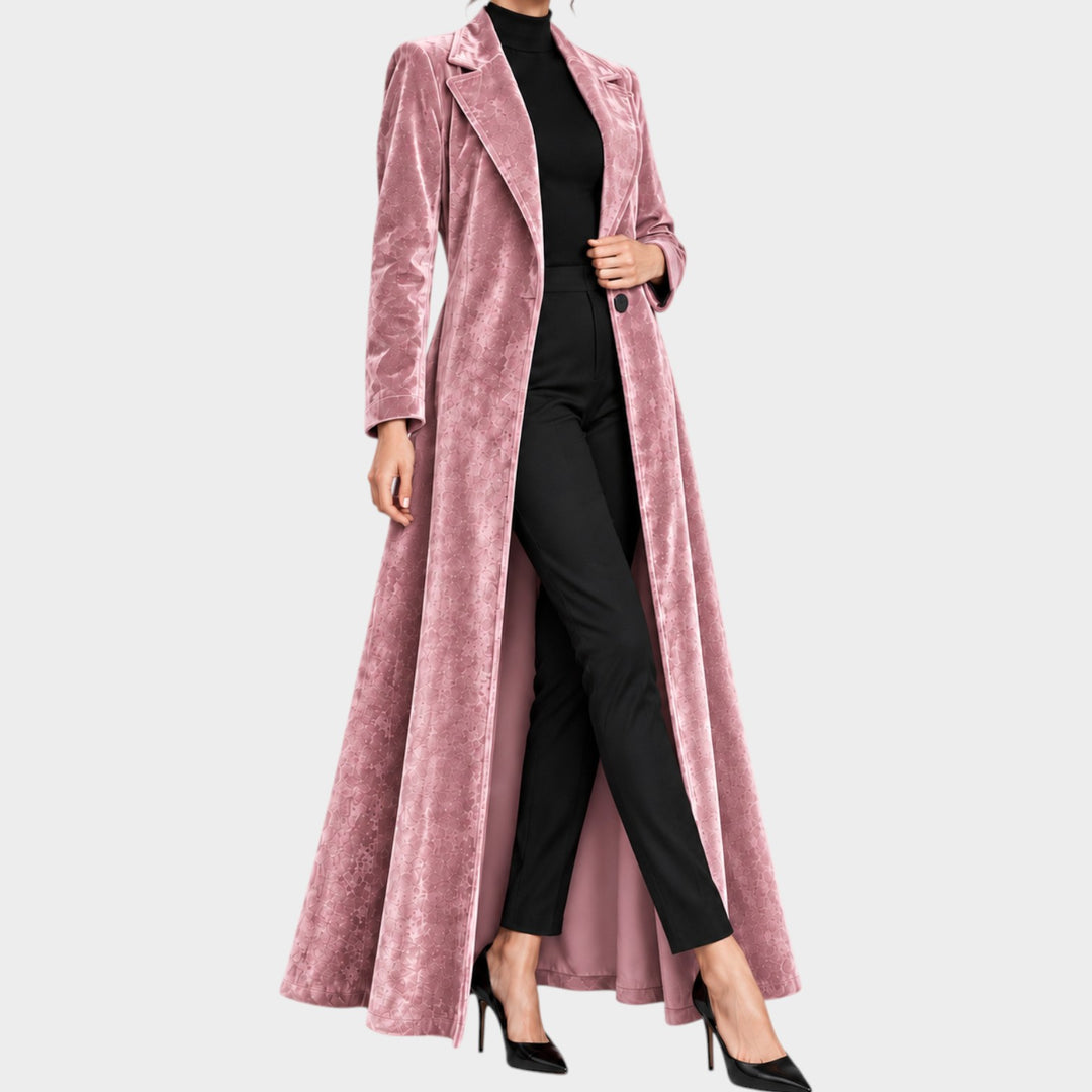 Women’s Velvet Coat Open Front Relaxed Silhouette