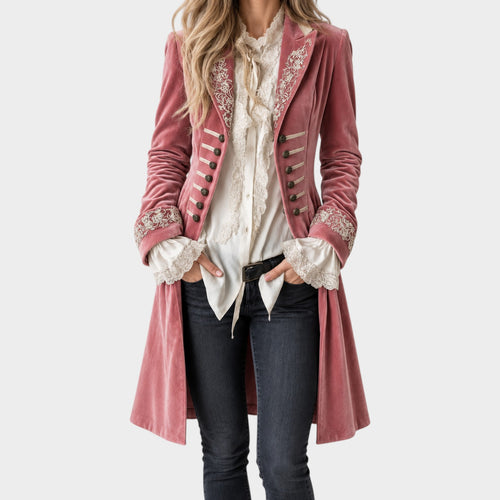 Women’s Embroidered Velvet Jacket Long Length