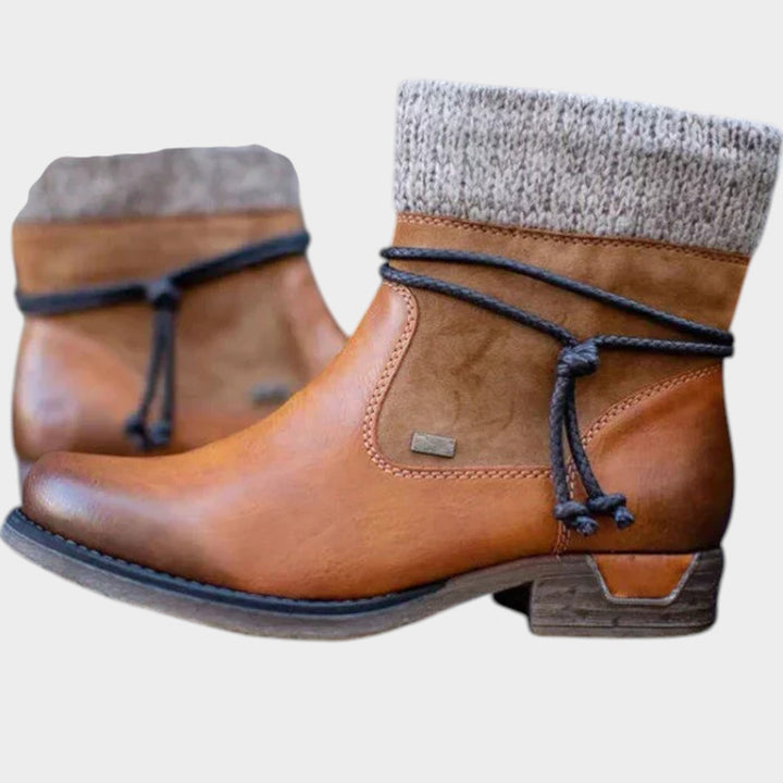 Women’s Ankle Boots Knitted Cuff Lace Up