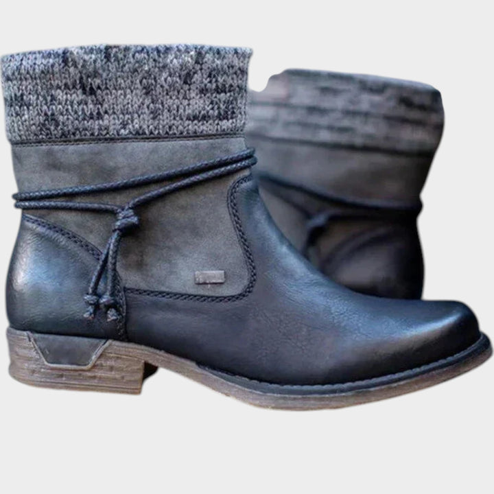 Women’s Ankle Boots Knitted Cuff Lace Up