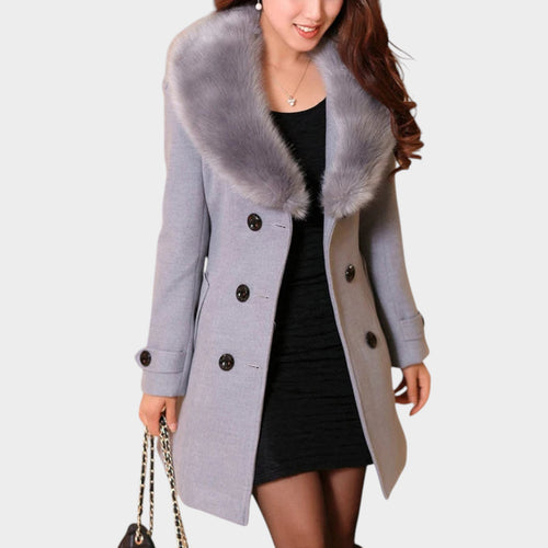 Women’s Button Front Winter Coat Long Sleeve Pockets