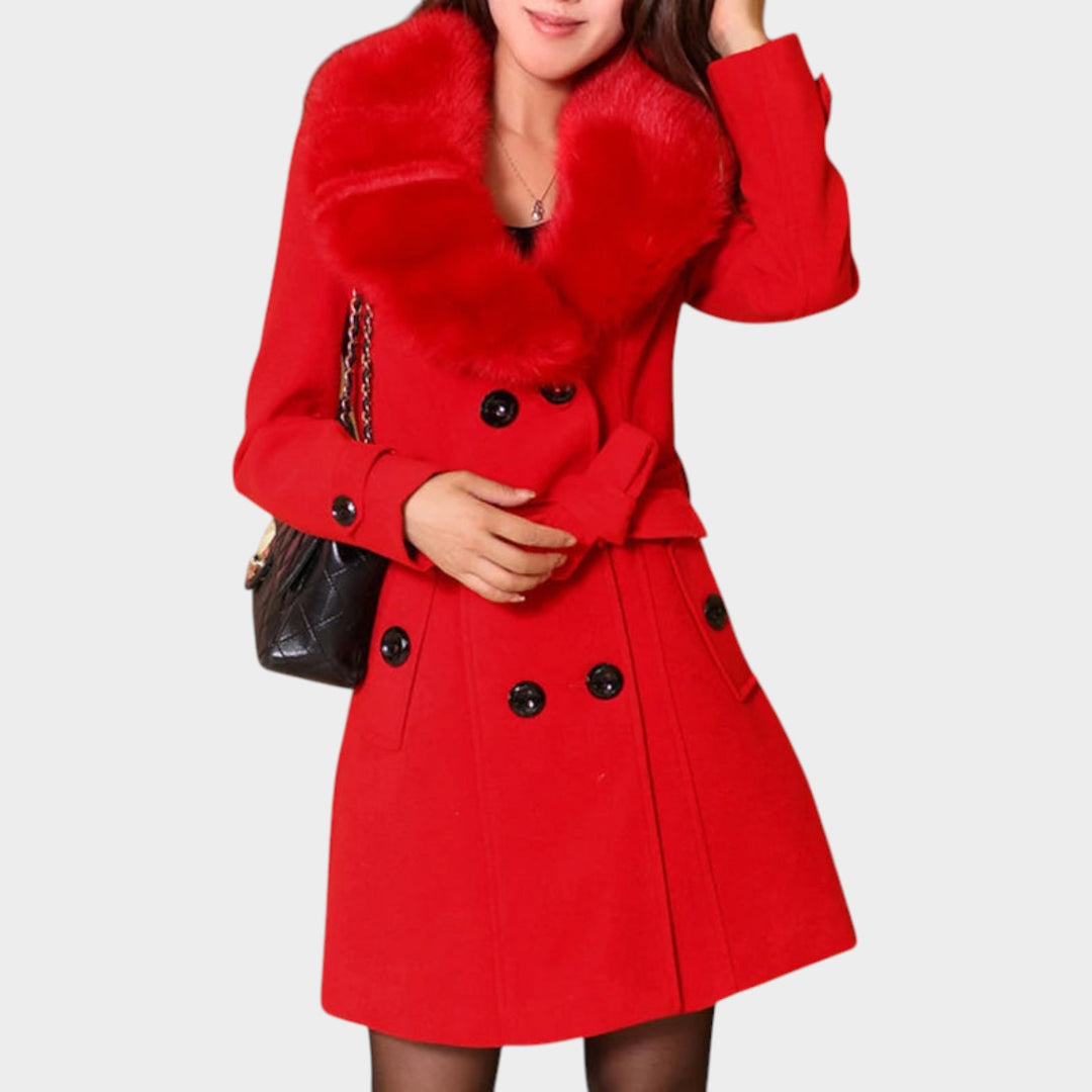 Women’s Button Front Winter Coat Long Sleeve Pockets