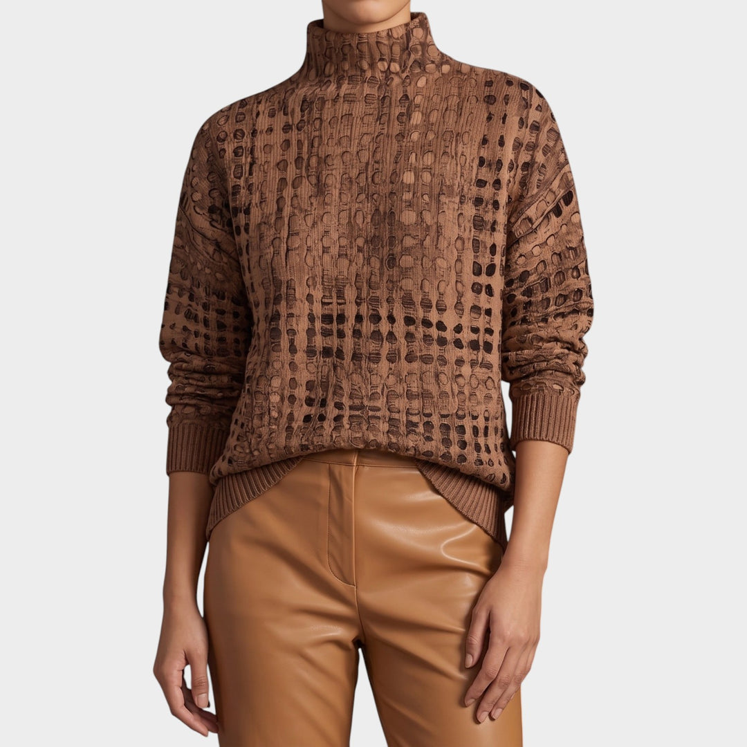 Women’s Knit Turtleneck Sweater Textured Design