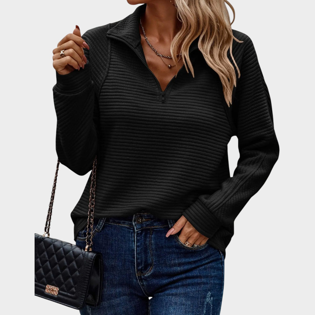 Stylish Ribbed Knit | Quarter Zip Sweater