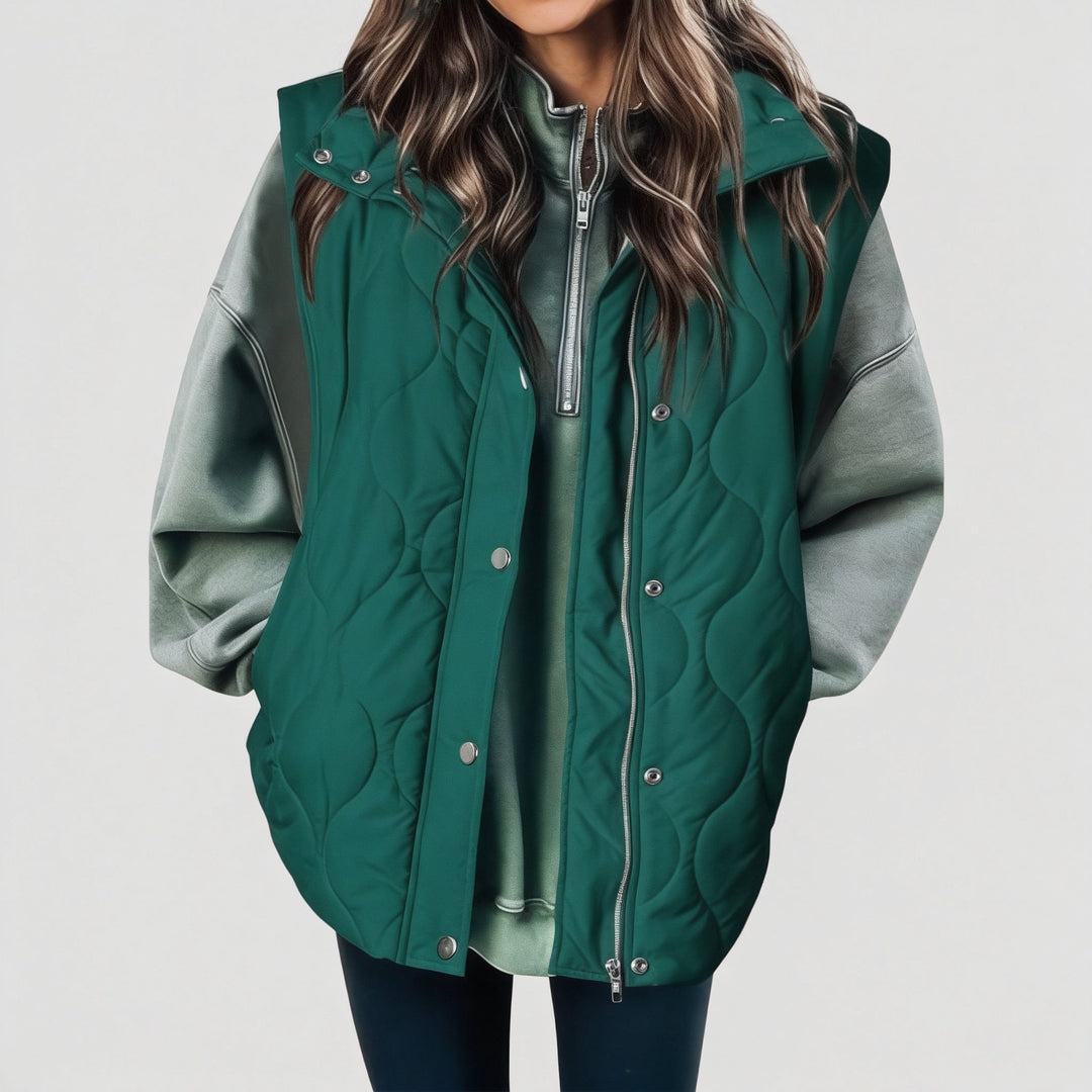 Women’s Sleeveless Jacket Button Front with Practical Pockets