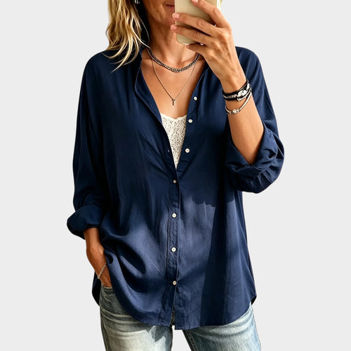 Women’s Cotton Tunic Shirt Oversized Button Down