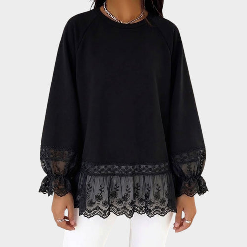 Women’s Loose Fit Sweatshirt Lace Panel Detail