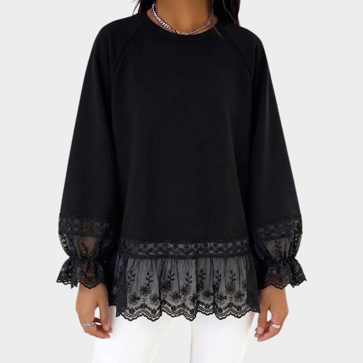 Women’s Loose Fit Sweatshirt Lace Panel Detail