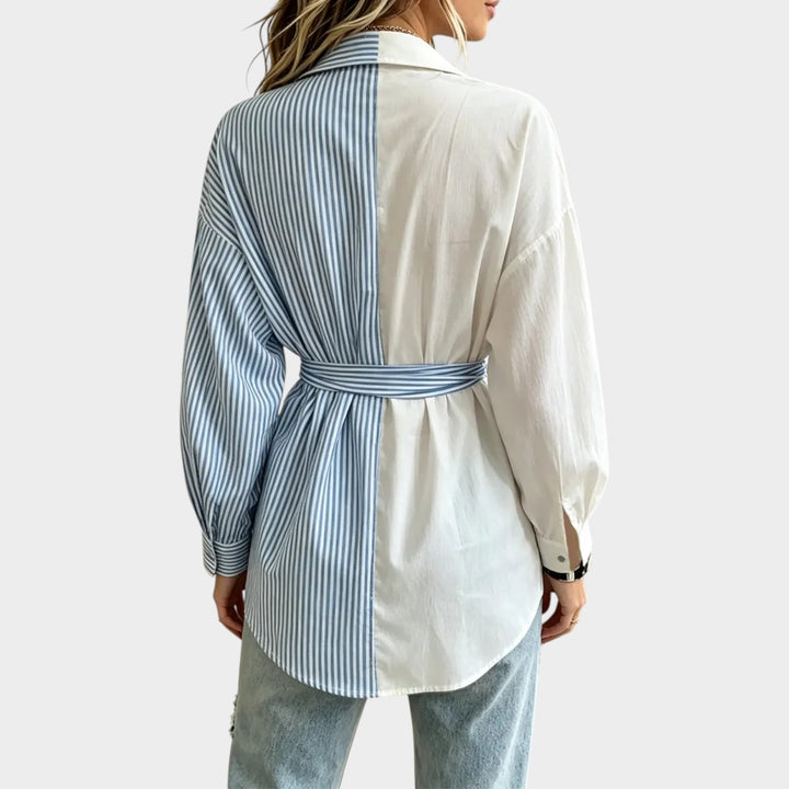 Women’s Striped Cotton Shirt Long Sleeve Longline