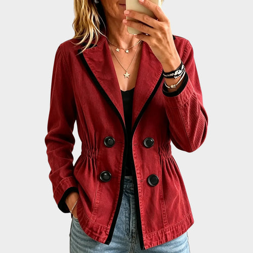 Women’s Contrast Trim Blazer Double Breasted