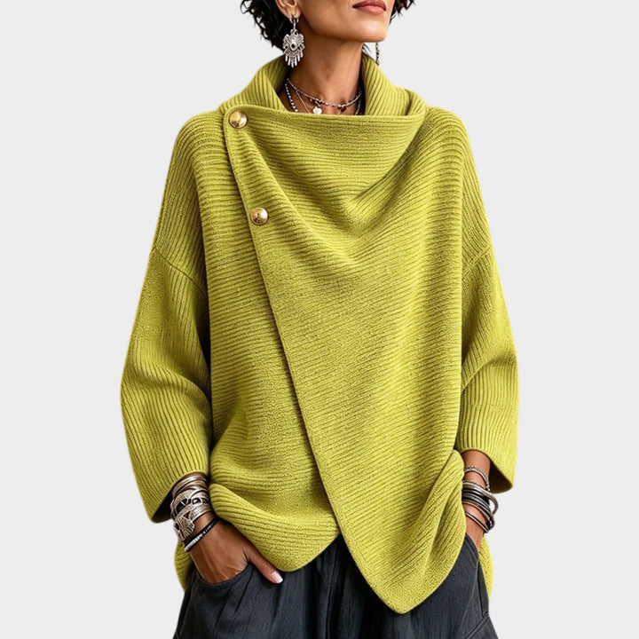 Women’s Knit Top Asymmetric Button Front Relaxed Fit