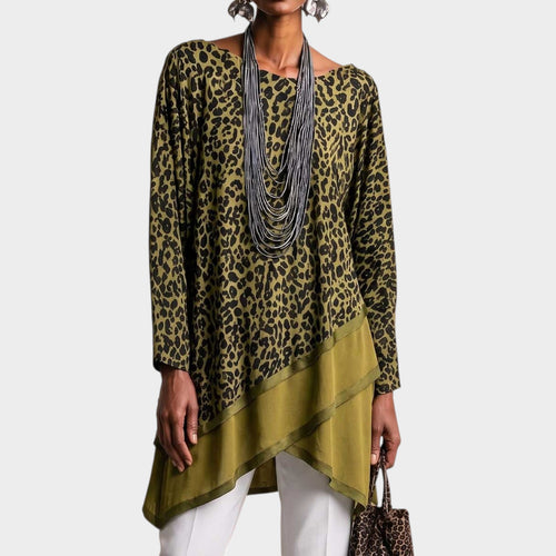 Women’s Leopard Top Print Patchwork Loose Fit