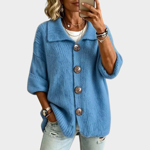 Women’s Collared Knit Cardigan Chunky Oversized