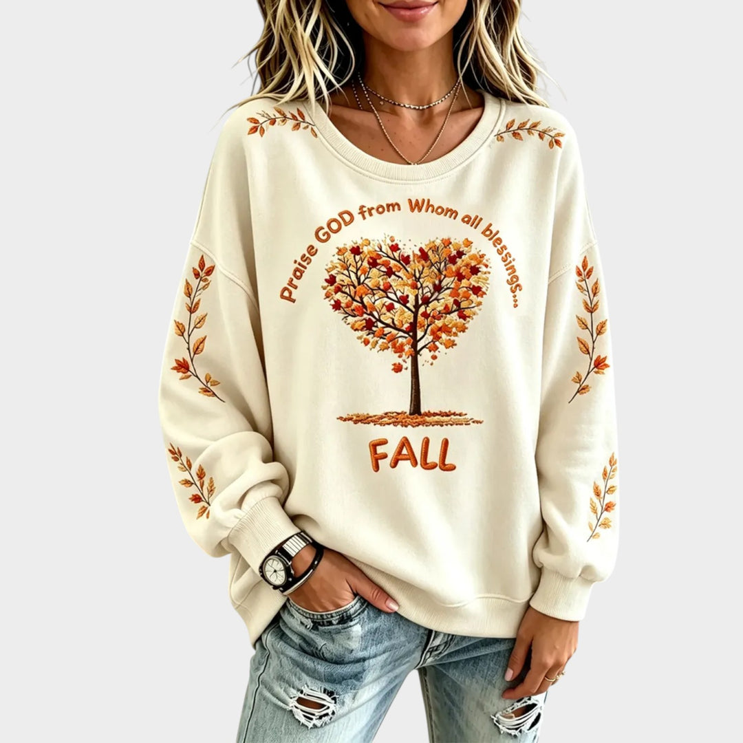 Women’s Autumn Leaf Sweatshirt Casual Pullover