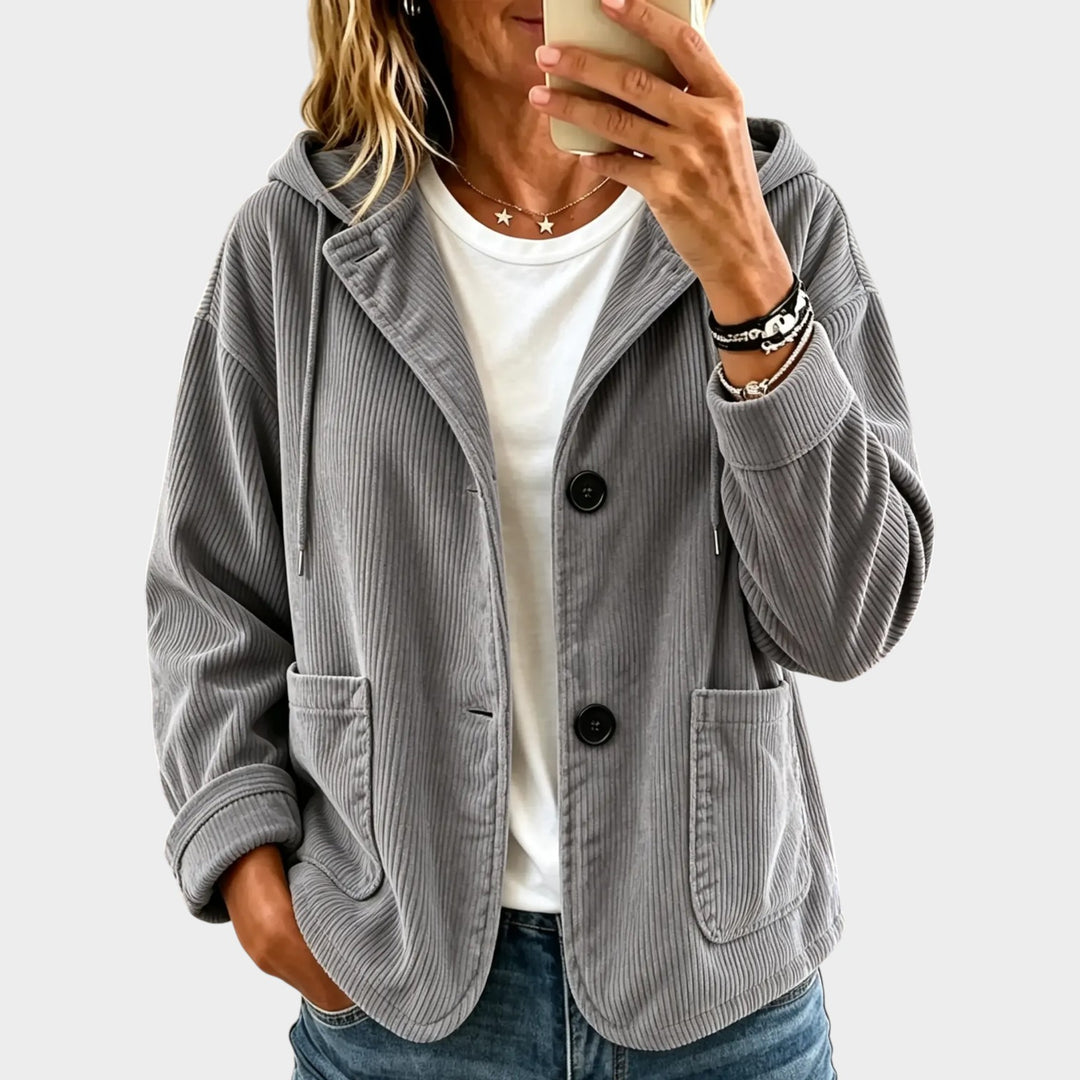 Women’s Corduroy Jacket Oversized Hooded Ribbed
