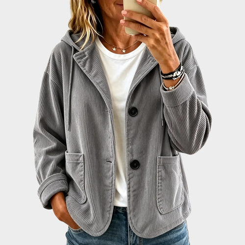 Women’s Corduroy Jacket Oversized Hooded Ribbed