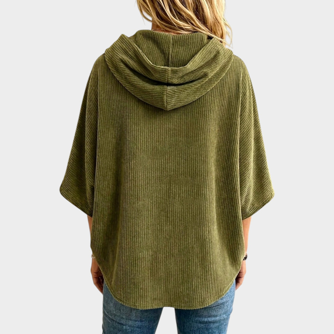 Women’s Corduroy Poncho Top Asymmetric Single Button