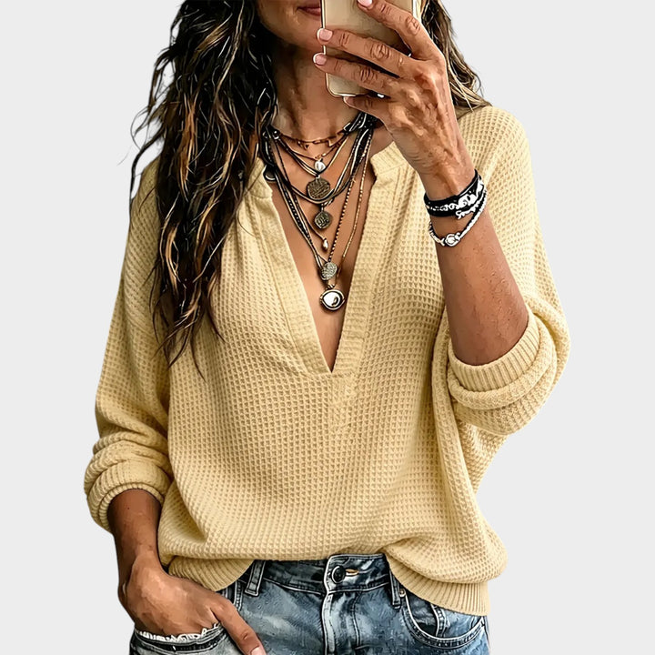 Women’s Waffle Knit Shirt Vintage Style