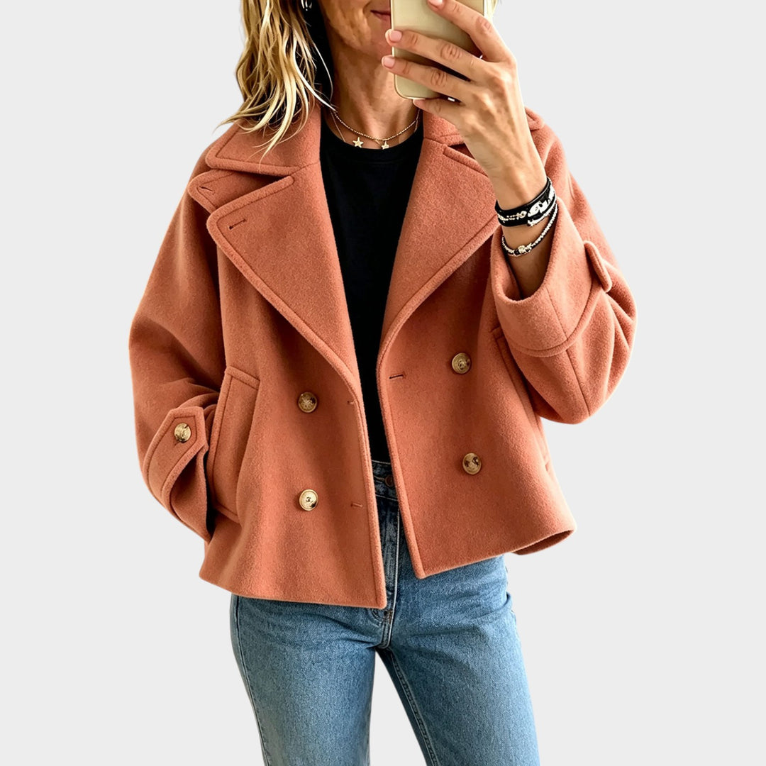 Women’s Wool Coat Cropped Double Breasted