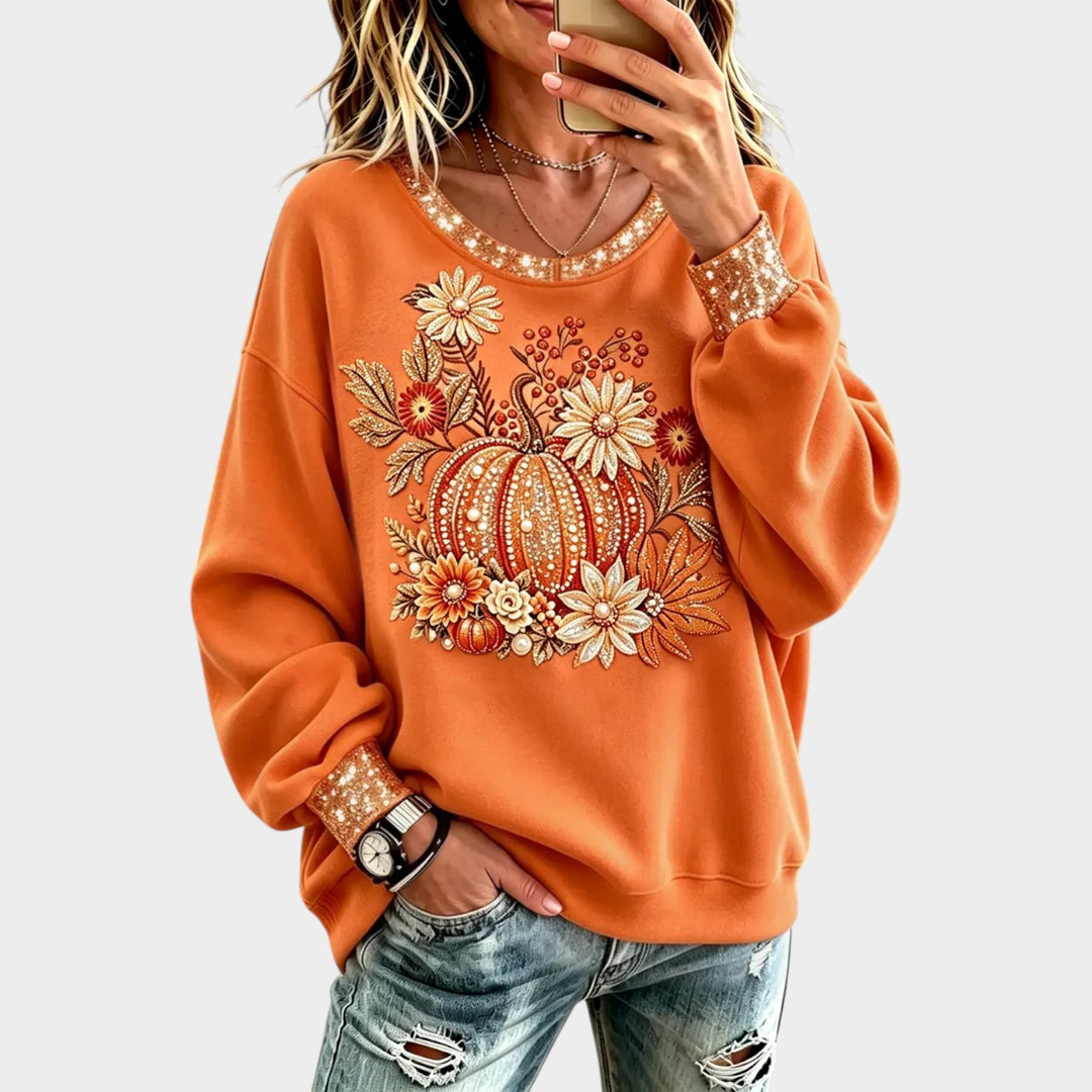 Women’s Pumpkin Sweatshirt Vintage Autumn Style