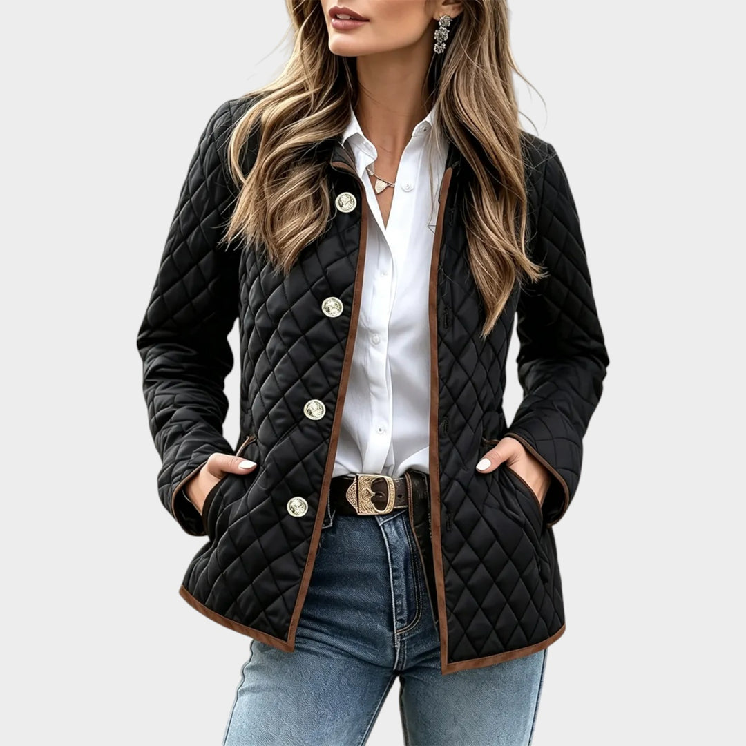 Women’s Quilted Puffer Jacket Plaid Diamond Pattern