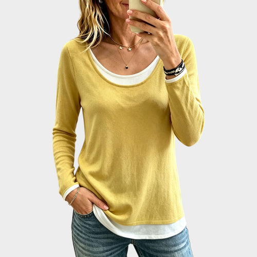 Women’s Knit Top Scoop Neck Long Sleeve